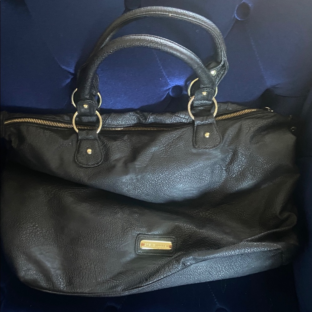 Steve Madden Black Leather Bag with Gold Detail